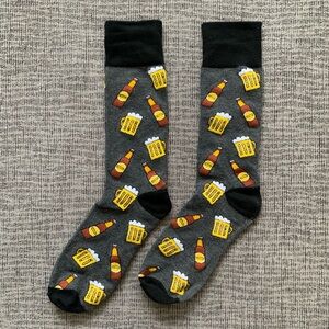 Men’s Gray and Black Beer Socks